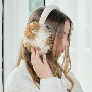 冬季 舒适毛毛耳暖设计仿皮草可折叠耳罩女冬简约耳捂护耳保暖耳套