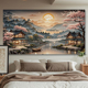 中式 饰画布直播挂毯 古风夜景背景布小众高级感挂布卧室房间床头装