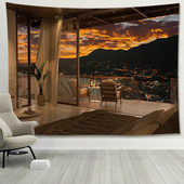 治愈系夜景背景布挂布高级墙布卧室宿舍床头装 饰布直播背景墙画布