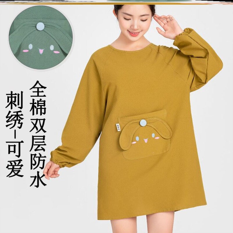 纯棉围裙100布全棉厨衣超好看的韩式多巴胺北欧风情侣工作女上班图片
