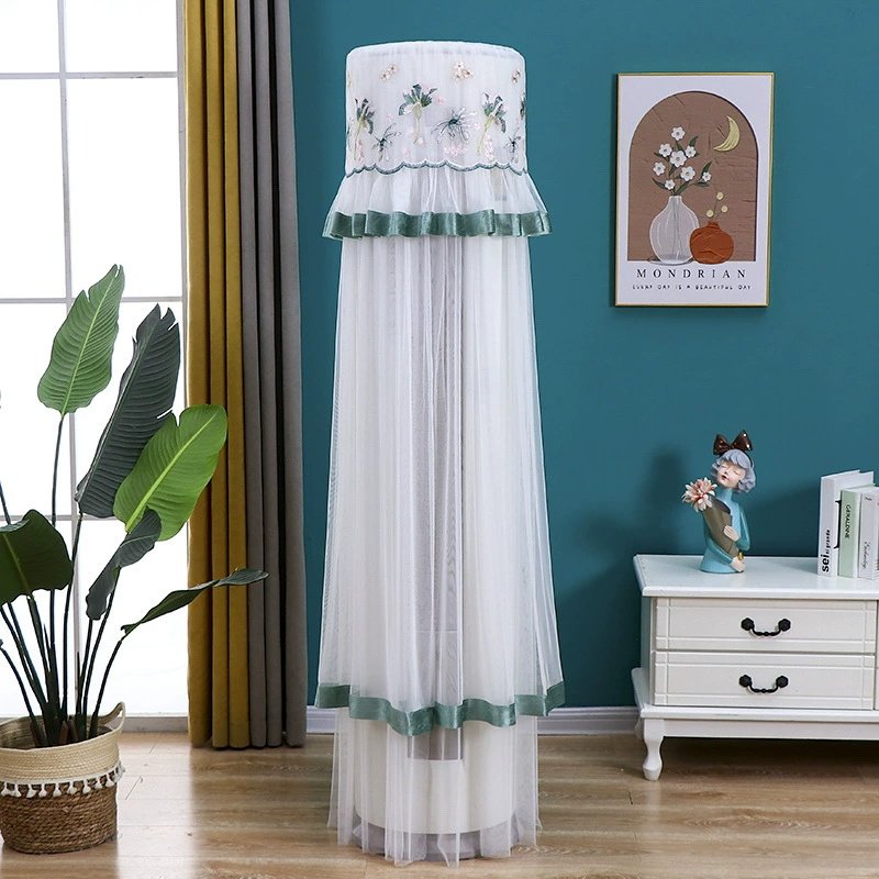 新款蕾丝空调罩套圆形柜机圆柱适用格力美的立式防尘罩开机不取