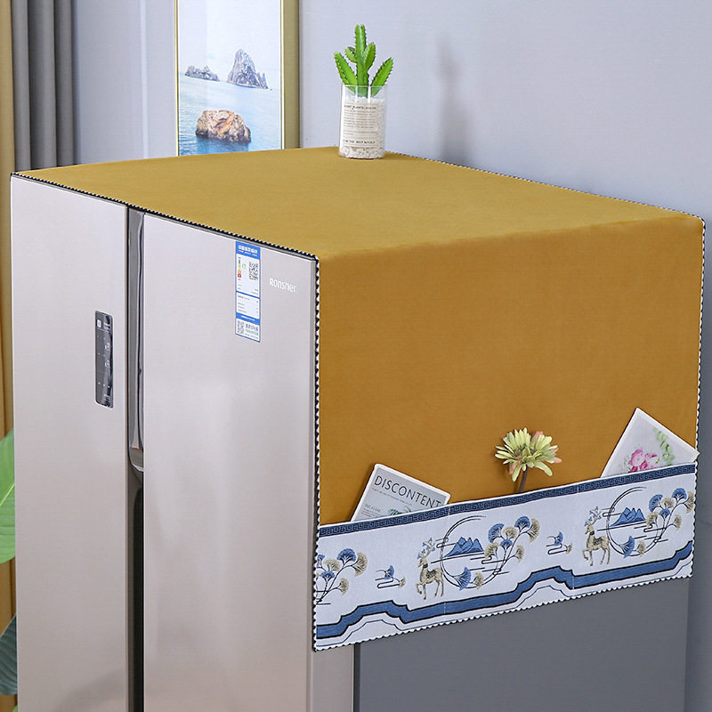 新款海尔专用单门双开门遮冰箱顶防尘盖巾带收纳防滑透气防尘罩布