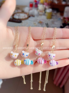 微钩可爱猫咪小鱼耳坠戒指手链项链，80蕾丝线纯手工钩织