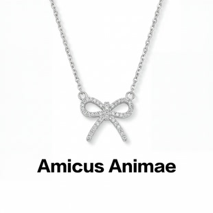 合金镶钻镂空蝴蝶结吊坠项链女简约时尚 锁骨链 Animae韩版 Amicus