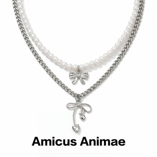 AmicusAnimae蝴蝶结双层锁骨链