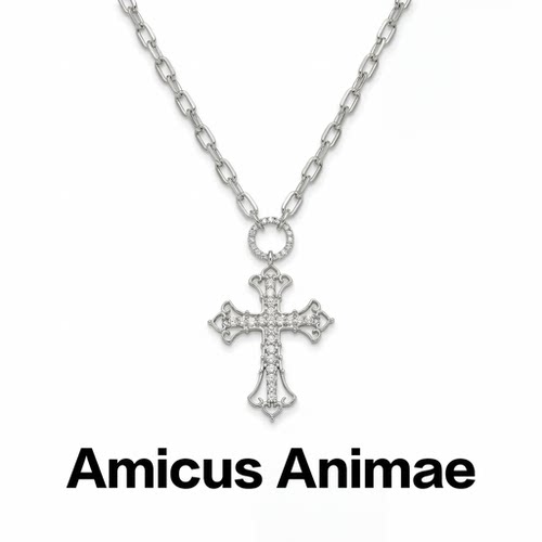 AmicusAnimae镶钻十字架锁骨链