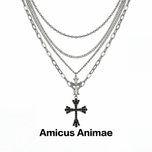 AmicusAnimae多层十字架锁骨链