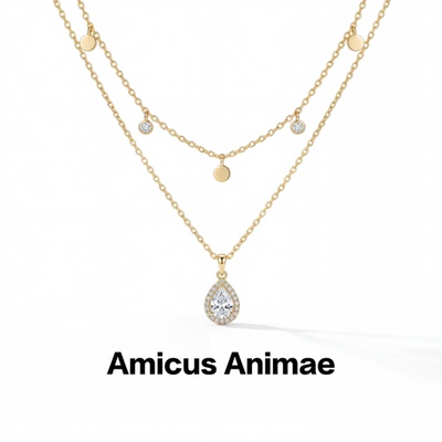 AmicusAnimae满钻水滴锁骨链