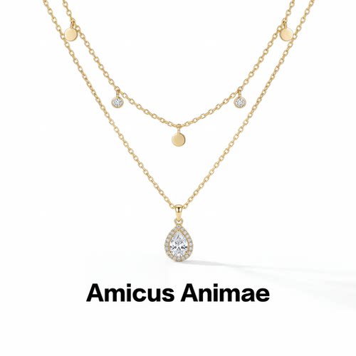 AmicusAnimae满钻水滴锁骨链