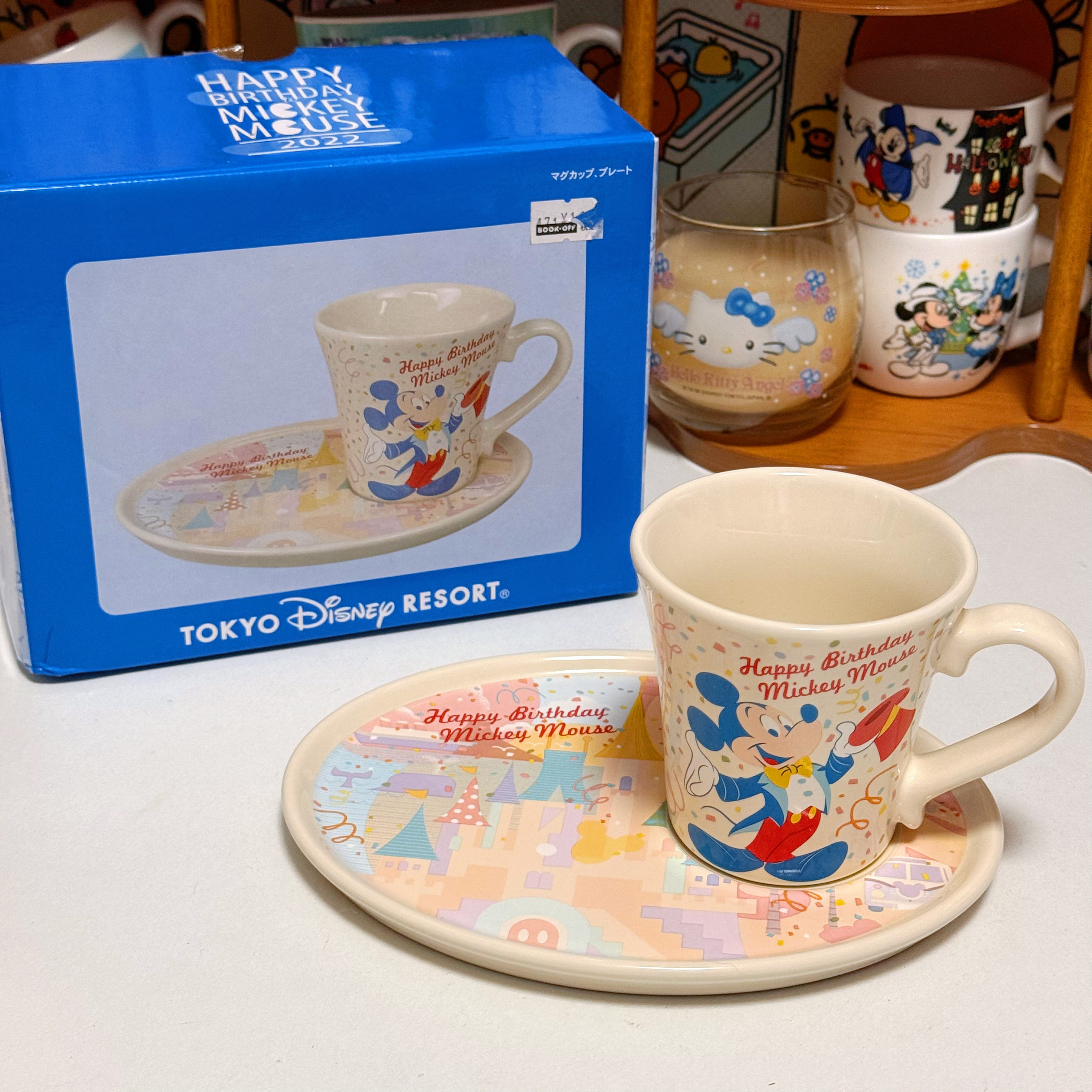 日本vintage 正版东京迪士尼2022年生日限定 马克杯碟套组 米奇,餐饮具,马克杯,淘宝优惠券,粉丝福利购,淘宝优惠卷