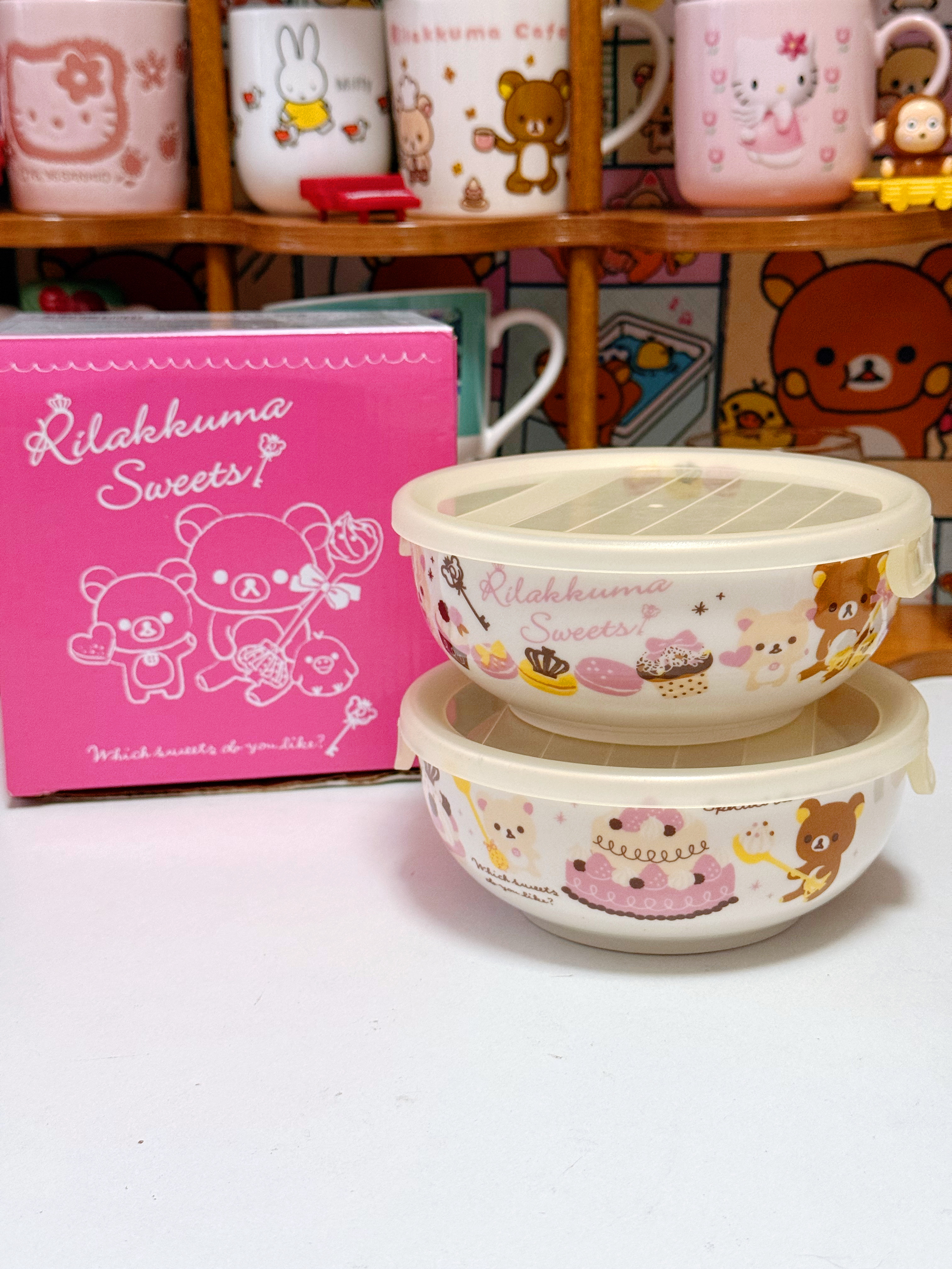 日本vintage 孤品轻松熊盖碗 组合小盆 san-x稀少2013 可爱碗