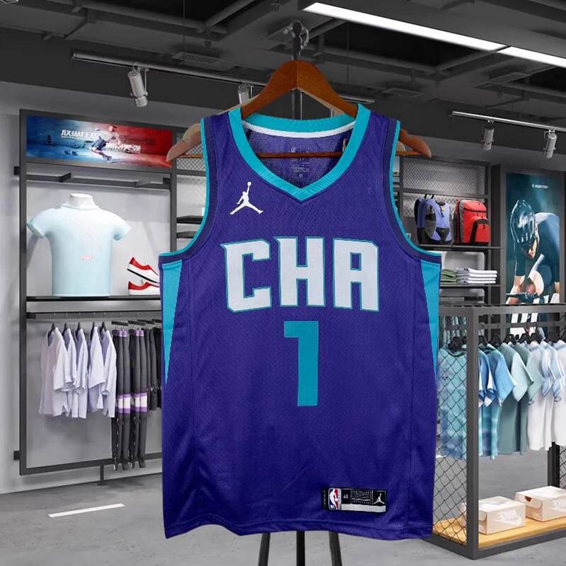 黄蜂队1号拉梅洛鲍尔球衣城市版球裤三球篮球服23乌布雷复古短裤