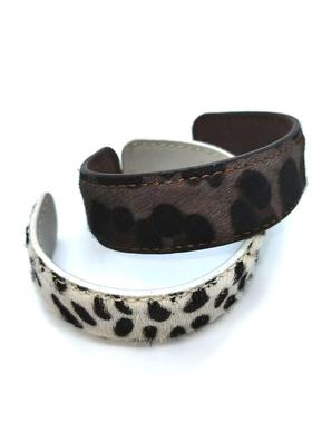 复古豹纹皮质手镯女开口可调节