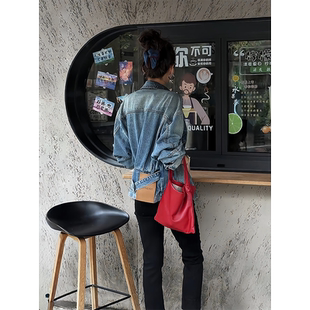 牛仔韩系chic短外套女新款 MISSKO可可欢姐秋季 多褶位收腰复古工装