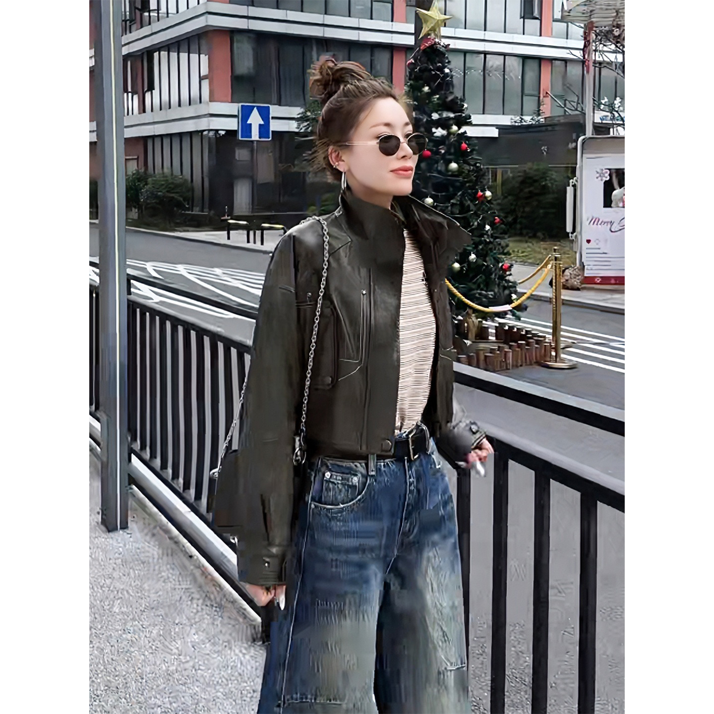 MISSKO可可欢姐新款进口高光植鞣羊皮立领捏褶复古做旧夹克外套女,女装/女士精品,短外套,淘宝优惠券,粉丝福利购,淘宝优惠卷