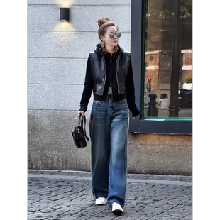 MISSKO可可欢姐春季 复古连帽进口羊皮百搭显瘦马甲帽子可拆卸 新款