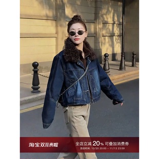 MISSKO秋冬重工洗水90白鸭绒加厚羽绒服复古牛仔派克服上衣女士