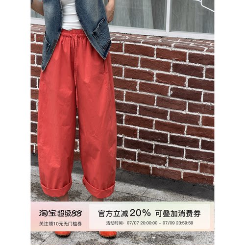 复古度假风“棉”洗水慵懒风九分气球裤 K316