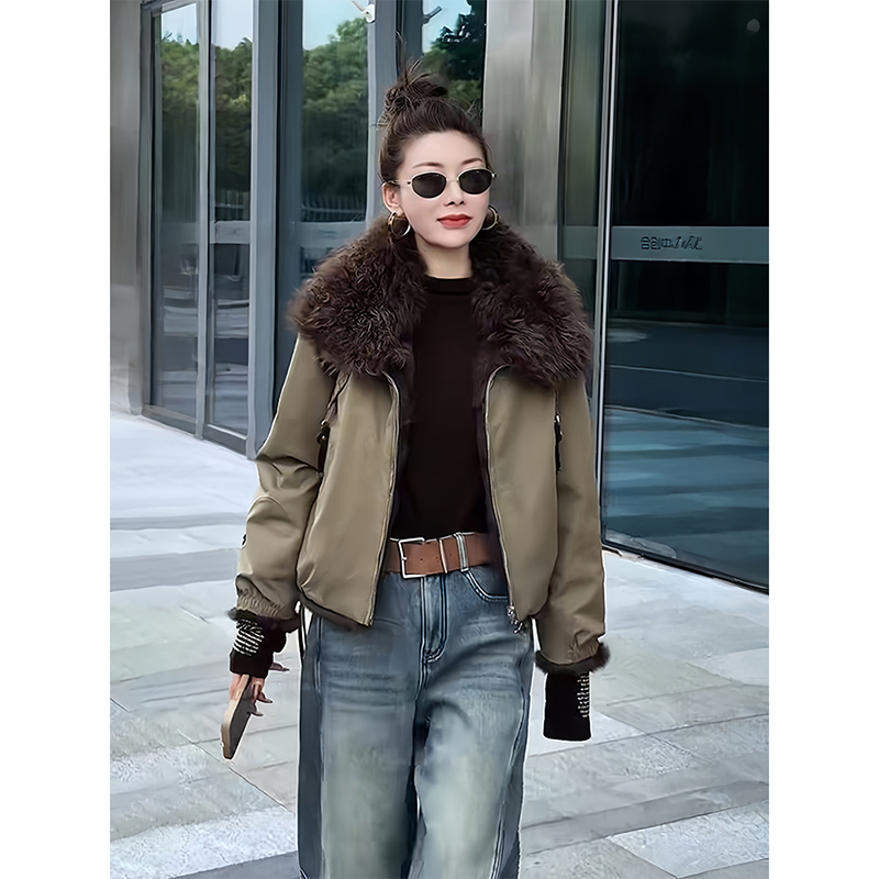可可欢姐秋冬新款羊羔毛领可拆卸獭兔短款洋气派克服厚外套夹克女,女装/女士精品,棉衣/棉服,淘宝优惠券,粉丝福利购,淘宝优惠卷