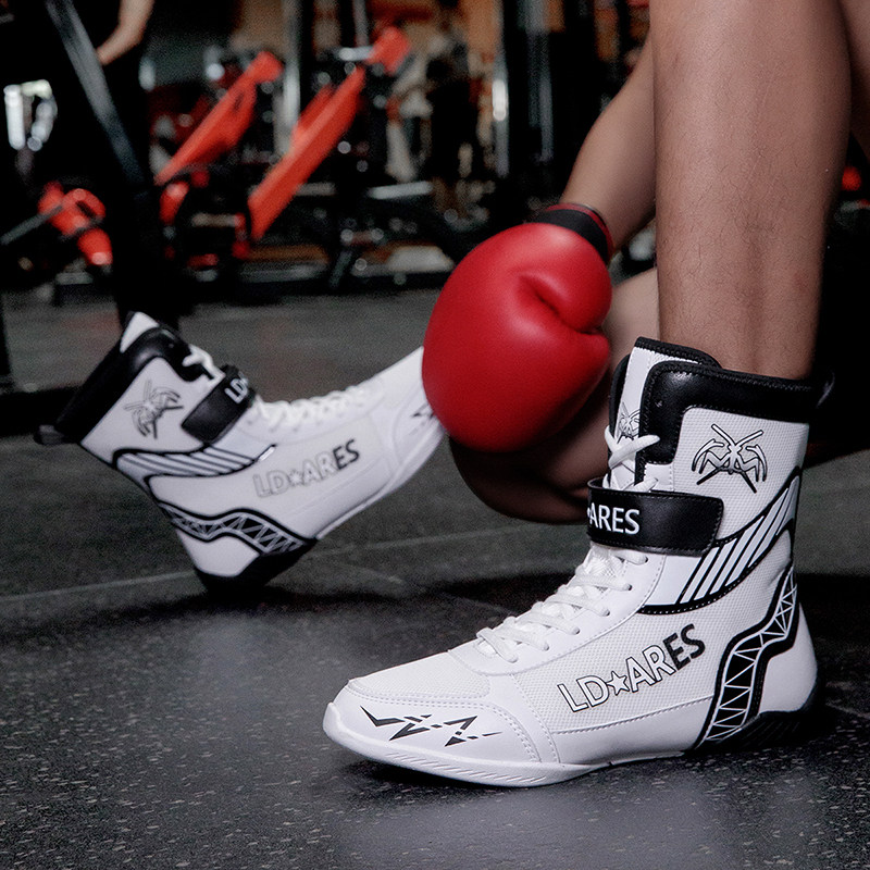 Boxing shoes专业拳击鞋男高帮护踝防滑透气格斗摔跤鞋实战训练鞋