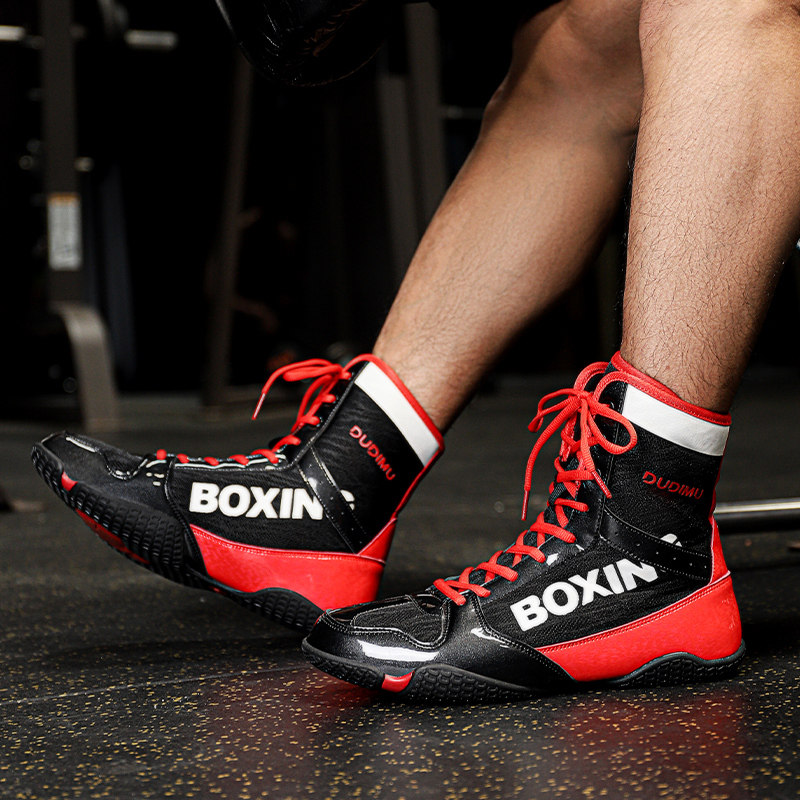 Boxing shoes拳击鞋搏击中青训练高帮散打鞋格斗搏击鞋专业摔跤鞋