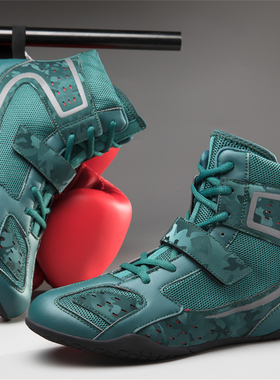 Boxing shoes拳击鞋职业训练比赛鞋WBC摔跤鞋中青高帮散打鞋35-46