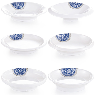 密胺汤盘仿瓷高脚深盘商用炒菜盘子酒店饭店圆盘创意餐盘凉菜摆盘