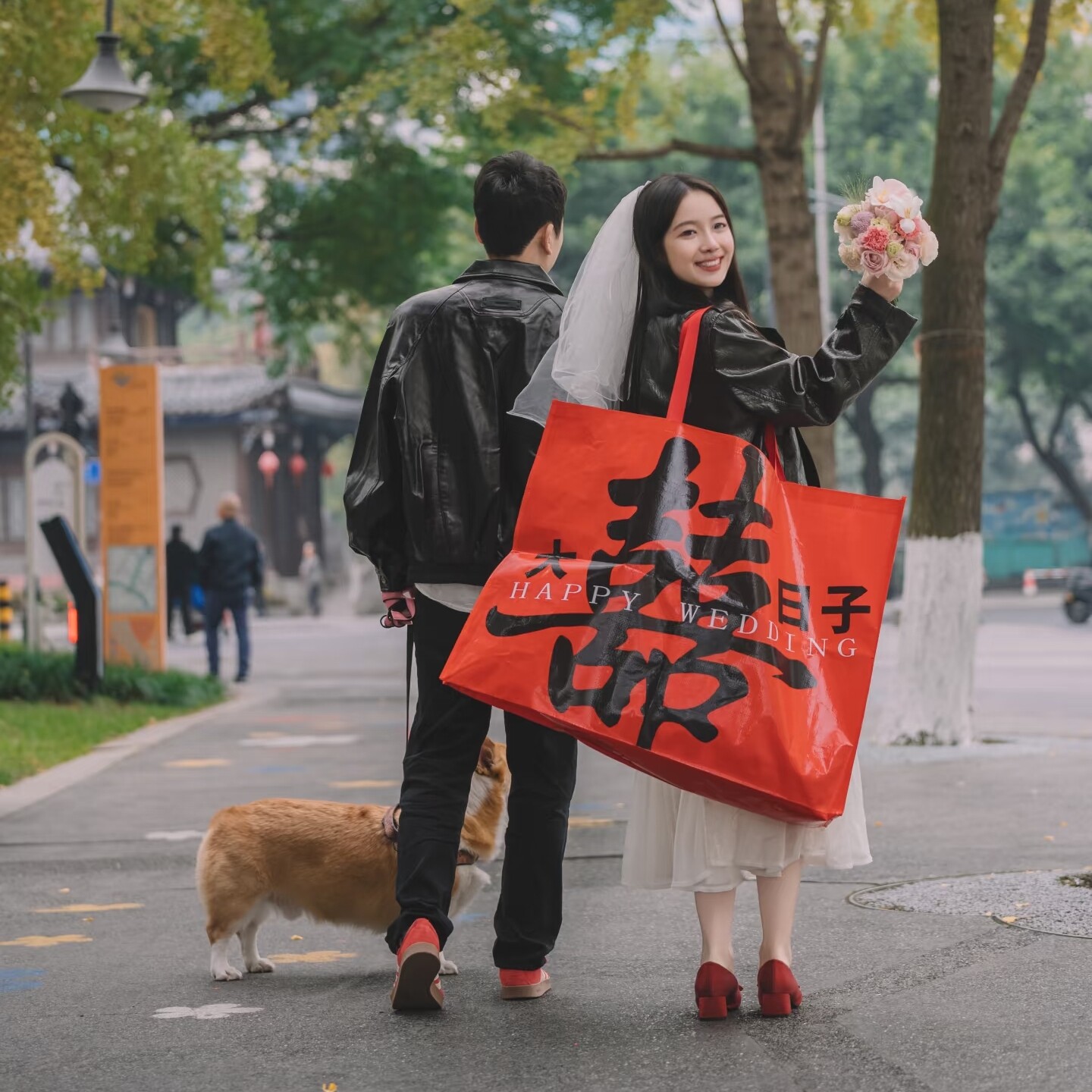 大喜日子超大号编织袋红色婚庆拍照大容量礼品袋结婚手提袋喜字