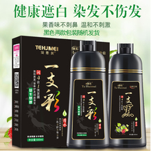 染发剂一洗黑洗发水植物男女纯染发膏天然无刺激2019流行色一支黑