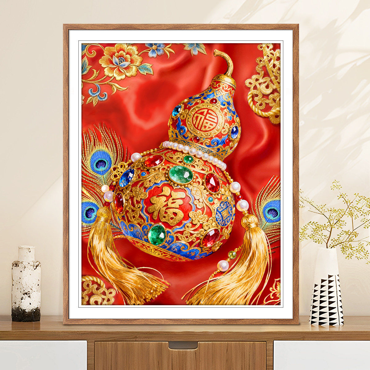 多宝葫芦十字绣2026新款客厅喜庆福字简单寓意好新年装饰手工刺绣