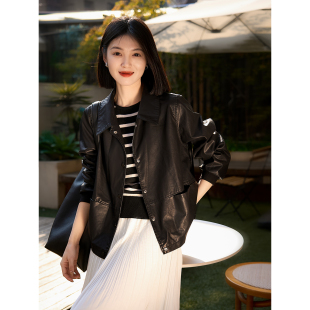 皮衣女环保皮衬衫 新品 2026年春装 夹克短外套 天猫福利款