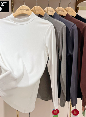 犇业秋冬新款打底衣女中领长袖可外穿上衣修身显瘦内搭保暖衣E340