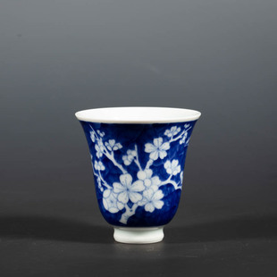 晓芳窑手冲咖啡杯 青花冰梅纹 仰钟杯 主人杯 茶杯单杯110ml