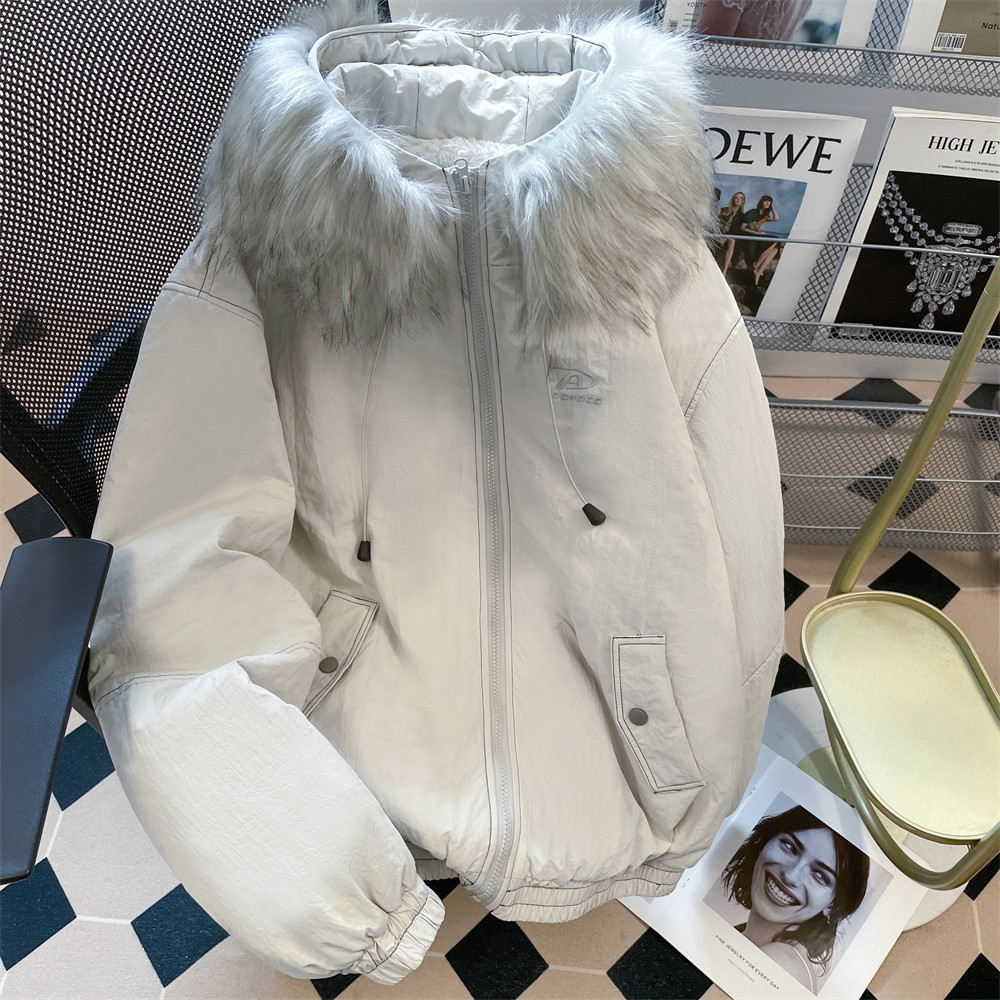 日本offcat美式工装加厚毛领连帽棉衣棉服女秋冬情侣cleanfit保暖