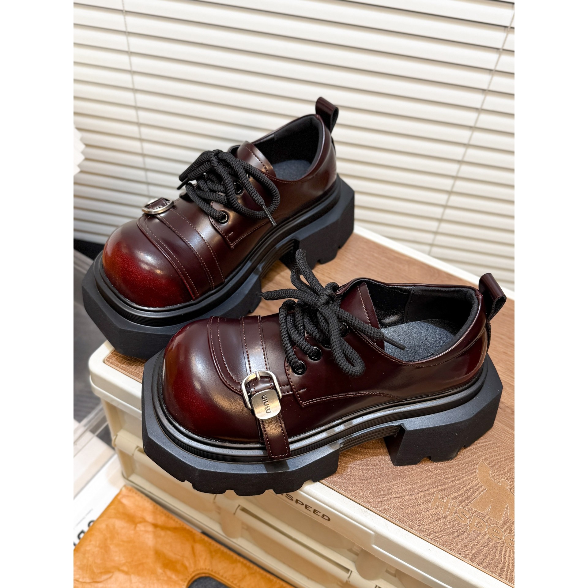 日本offcat7cm真皮厚底大头系带德比小皮鞋女2026款百搭深口单鞋,女鞋,深口单鞋,淘宝优惠券,粉丝福利购,淘宝优惠卷