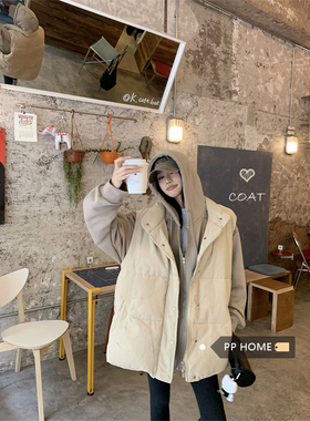 PPHOME 冬款连帽卡其中长款连帽卫衣+灯芯绒棉服马甲外套
