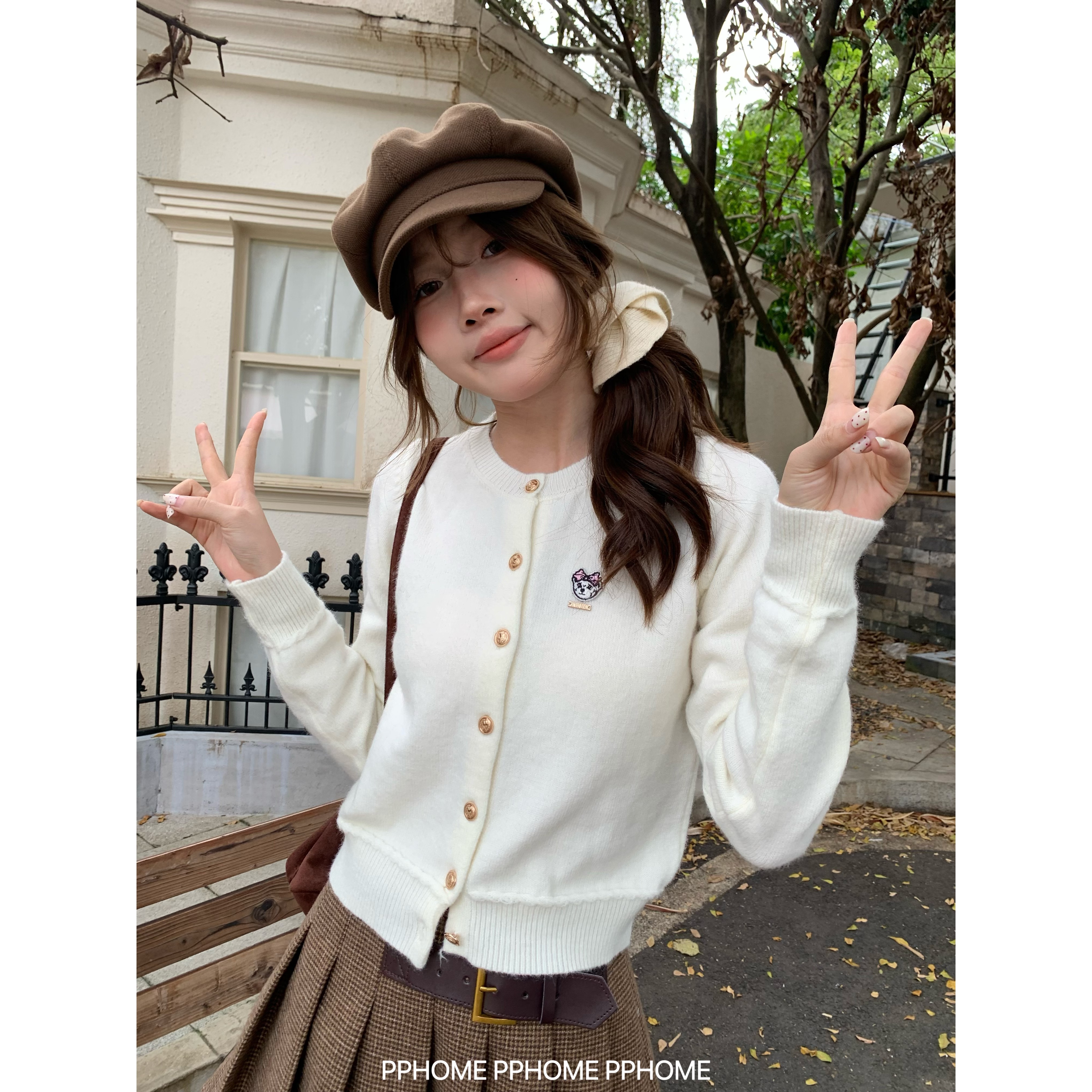 日本offcat自制~布朗尼小熊 露思同款刺绣针织衫可爱软糯毛衣秋冬