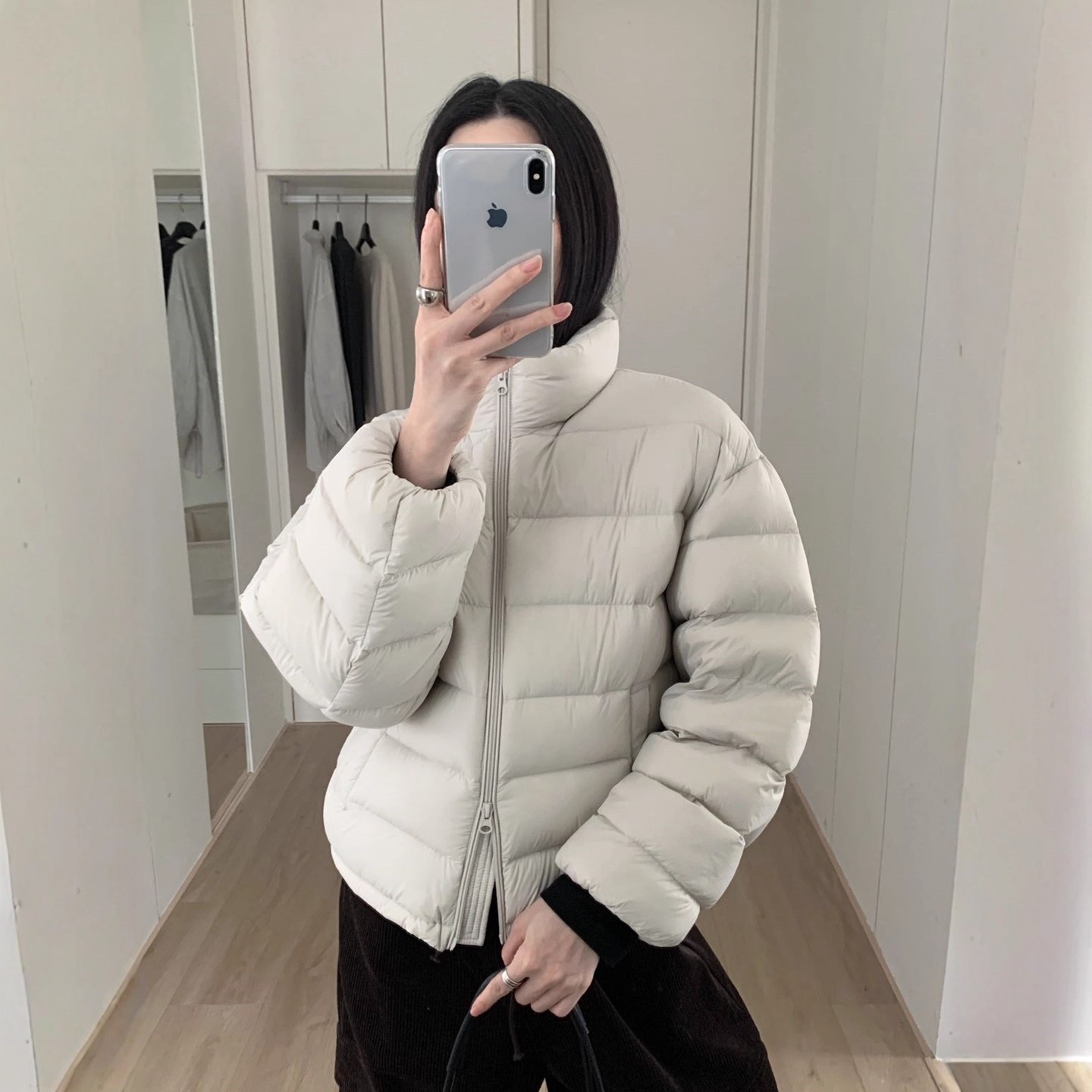 日本OFFCAT冬新款韩版泡芙排骨羽绒服女短款立领90白鸭绒加厚外套