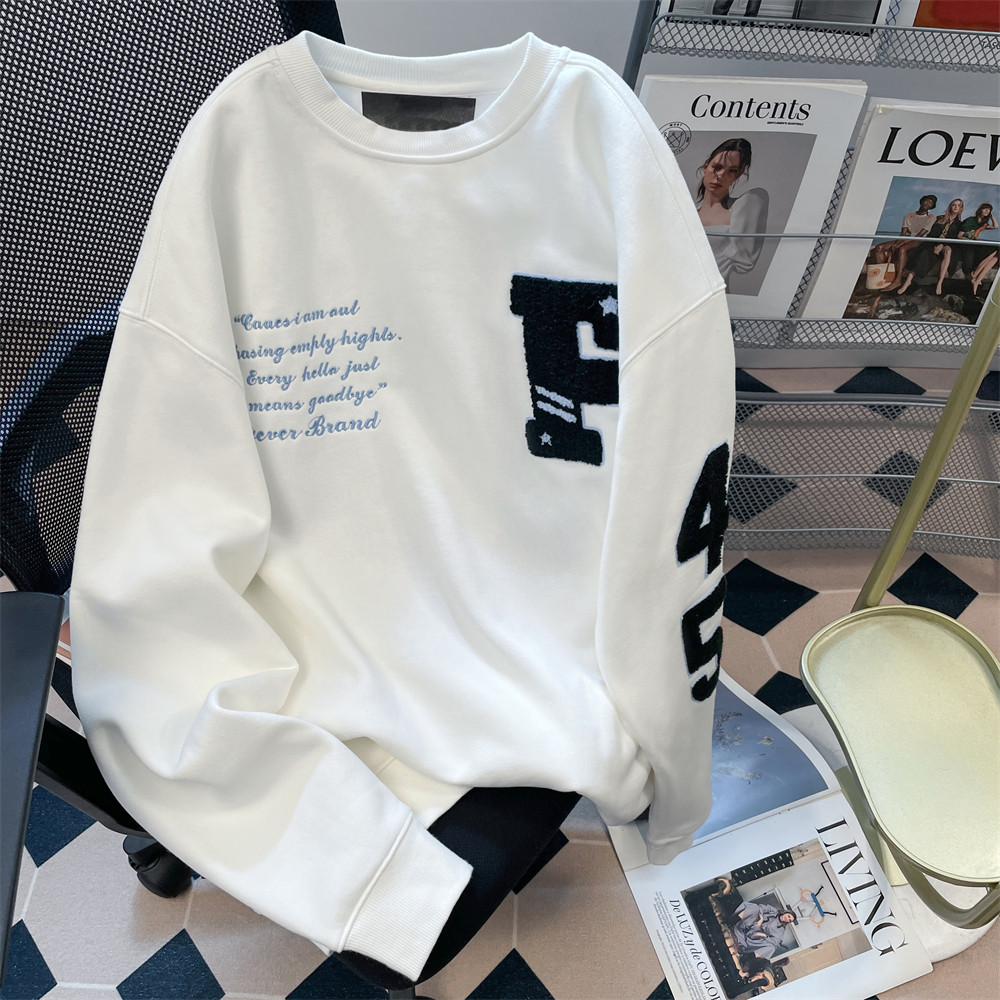 日本offcat美式oversize字母刺绣卫衣无帽女秋冬设计感小众宽松长