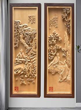 明清古典东阳木雕椴木独板挂件