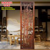 东阳木雕中式 实木椴木香樟木雕花隔断屏风玄关电视背景墙竹报平安