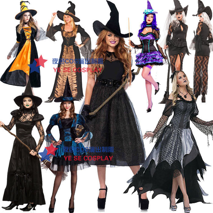 cosplay万圣节服装化妆舞会恐怖成人女王服装女巫师服女巫婆服装
