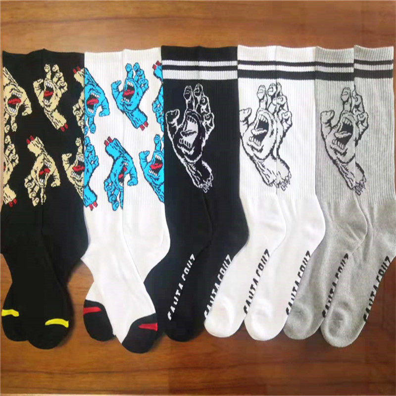 New socks mens and womens fashion brand medium long barrel pure cotton towel skateboard hip-hop dance ghost independent little fire man