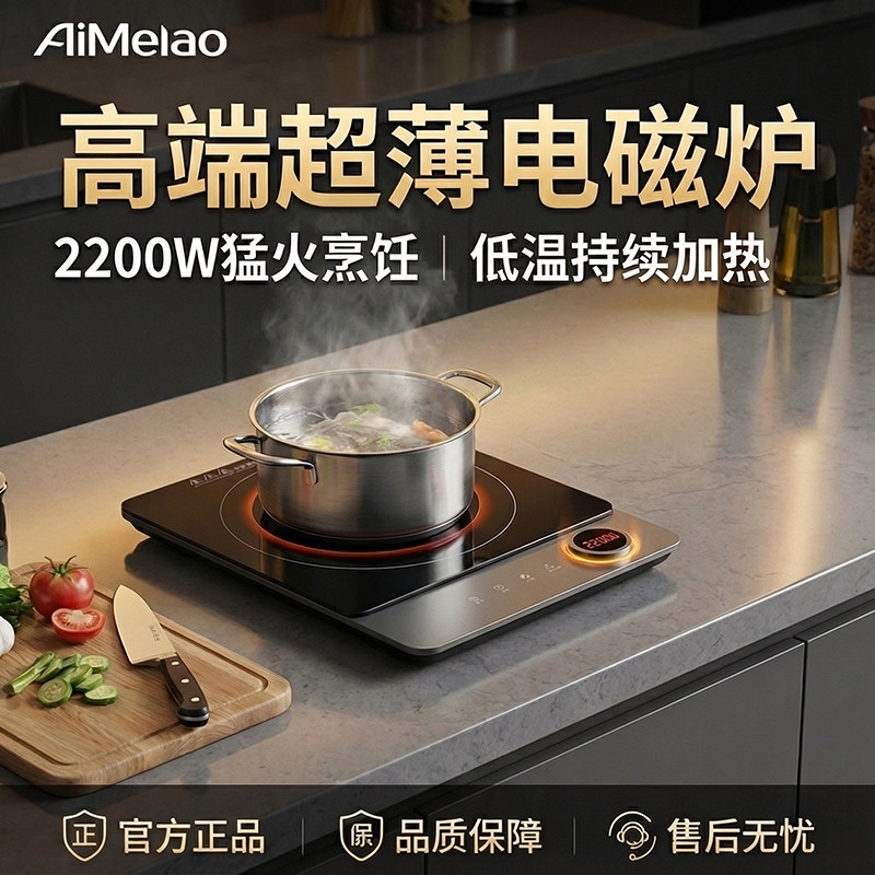电磁炉家用2200W超薄商用大功率大火力电磁炉炒锅电炉灶