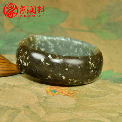 和田玉糖青白籽料手镯宽版飘白皮