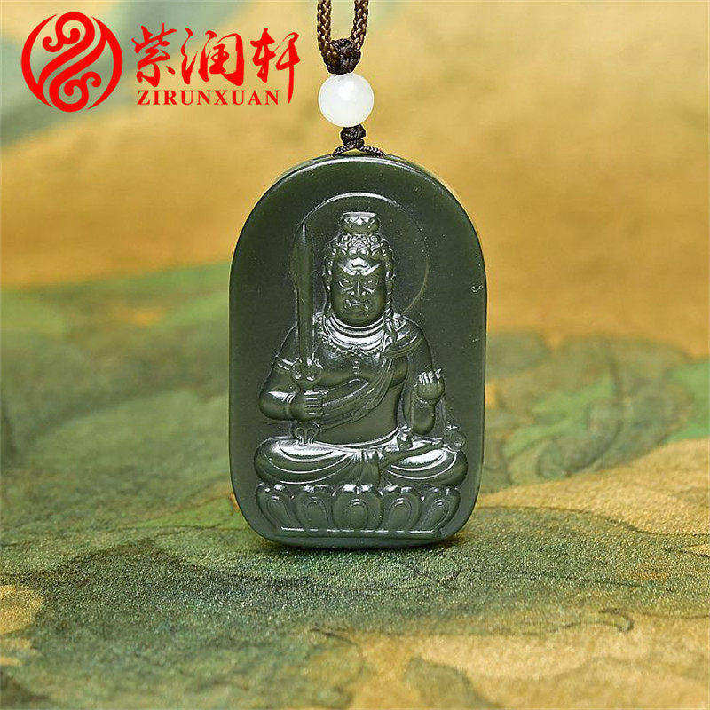 和田玉塔青羊脂级不动明王吊坠