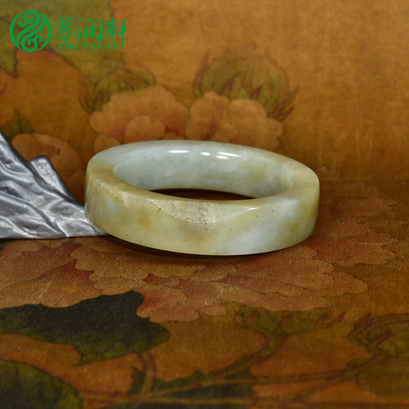 和田玉籽料手镯糖青白玉点墨方条