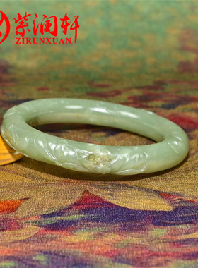 和田玉青玉籽料手镯鸭蛋青圆条