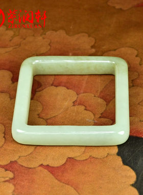 和田玉糖青白籽料手镯糖沁正方形