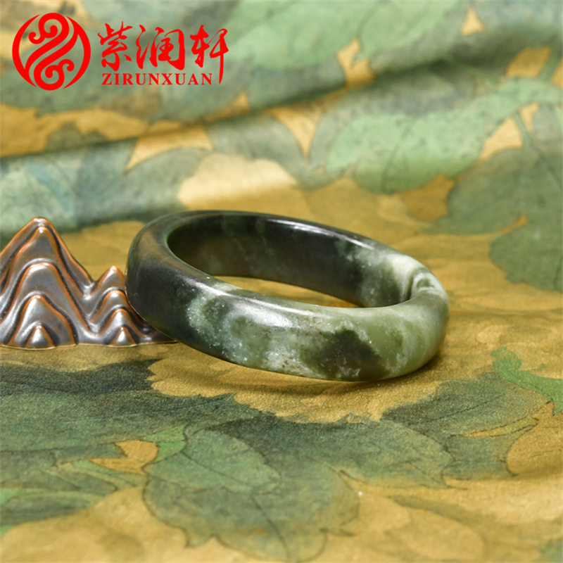 和田玉翠青手镯肥圆条且末料青翠